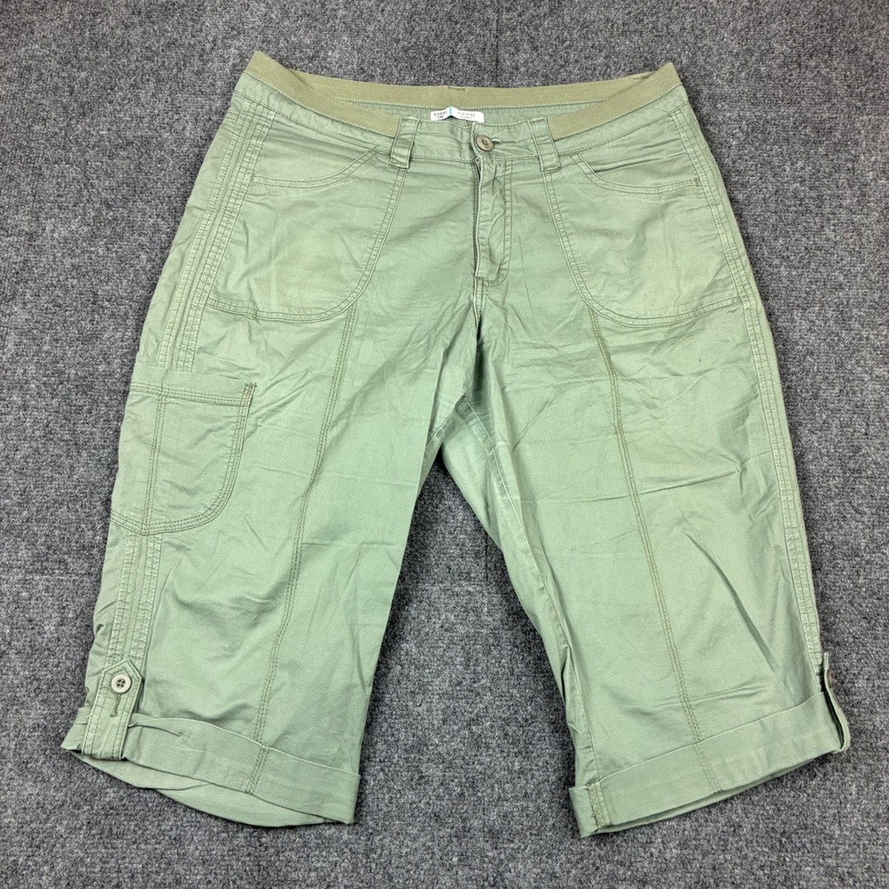 Riders by Lee Womens Sage Green Mid Rise Skimmer Capri Cargo Shorts Size 14M W35